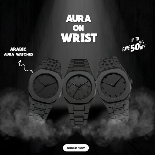 Premium Black Arabic Aura Watch